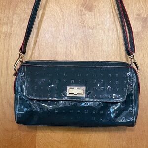 Arcadia Grey Patent Leather Crossbody Bag
